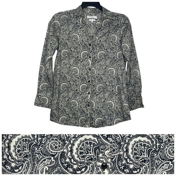 Foxcroft Appleseeds Shirt Size 8 Paisley Button Closure Wrinkle Free Cotton - Picture 1 of 8